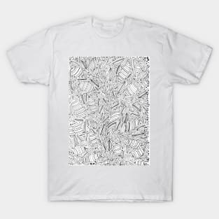 Hand drawn abstract leaves doodle drawing T-Shirt